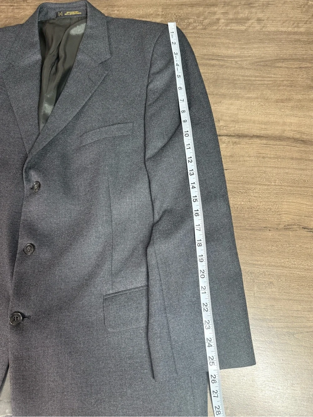 VTG Tom James Innocenti 100% Wool Men’s Three Button Sport Coat Blazer Grey 48L